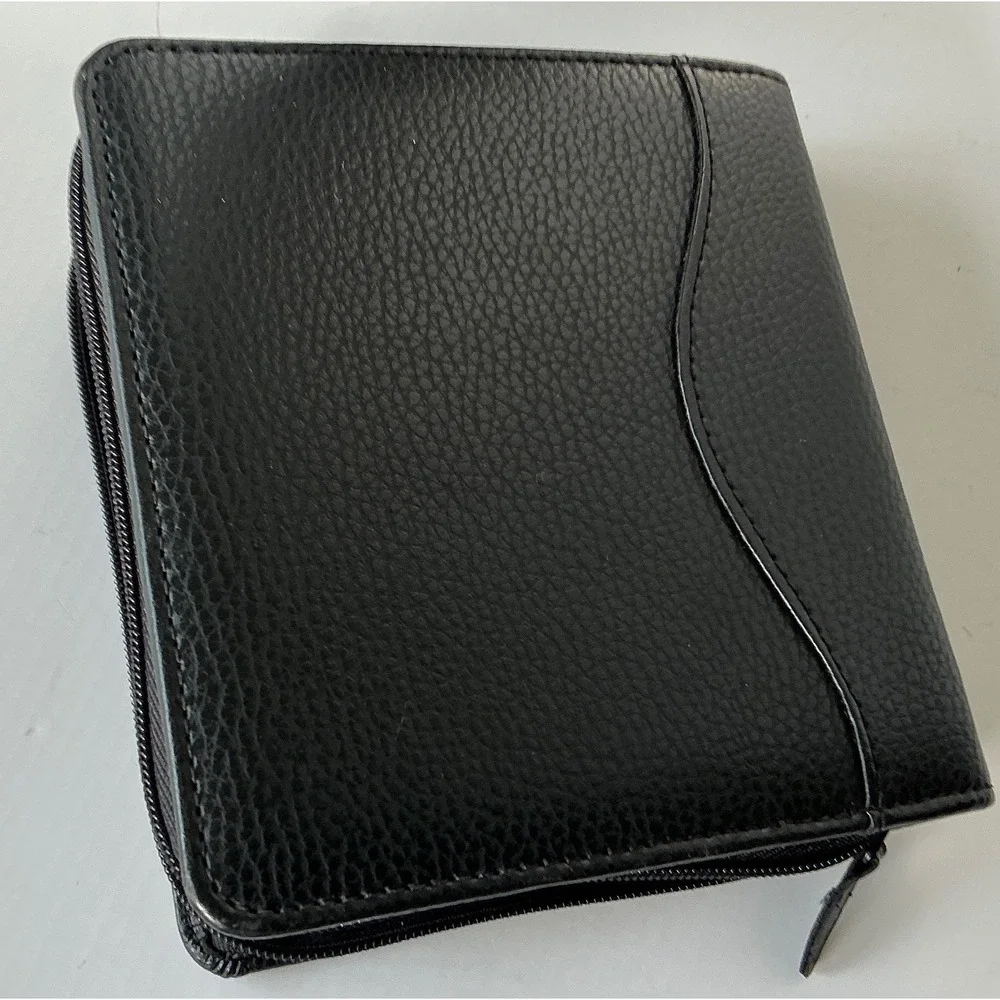 Franklin Covey Planner Binder Black Faux Lizard Zip Closure Professional Office